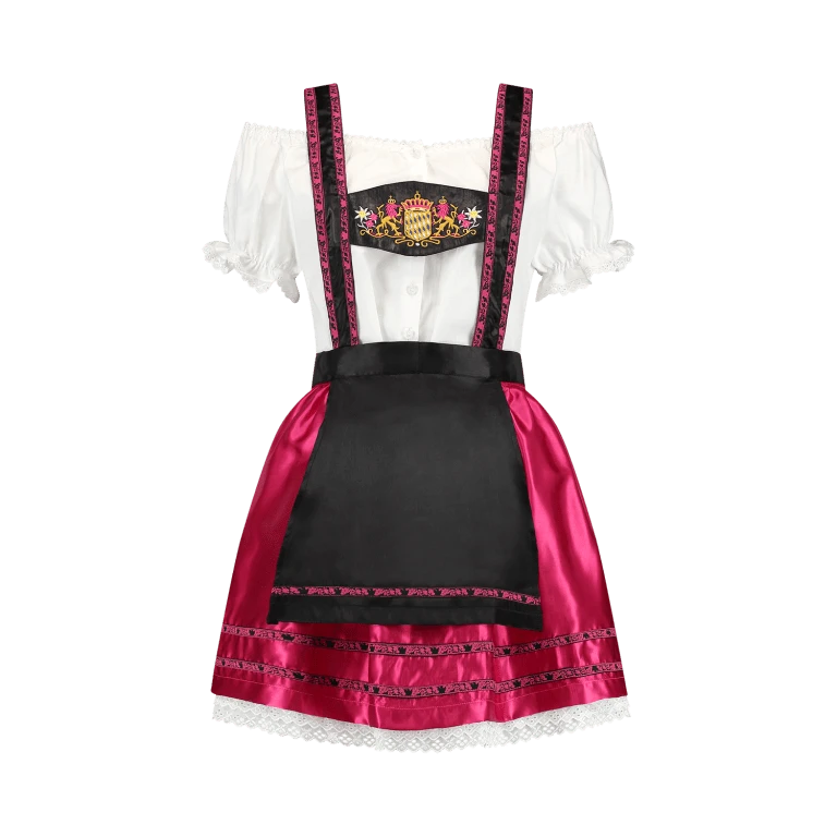 Dirndl Jurkje Modieus 3-delig Cerise Kort 3 Dirndl Jurkje Modieus 3-delig Cerise Kort